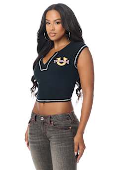CRYSTAL LEOPARD RIBBED NOTCH TEE