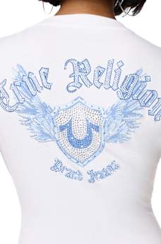 CRYSTAL WING PLUNGE  TEE