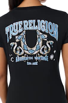 CRYSTALIZED SNAKESKIN V-NECK TEE