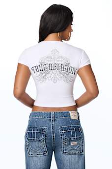 CRYSTAL SCRIPT WING NOTCH TEE