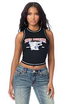 CAMISETA SIN MANGAS ACANALADA CON BUDDHA CL&Aacute;SICA