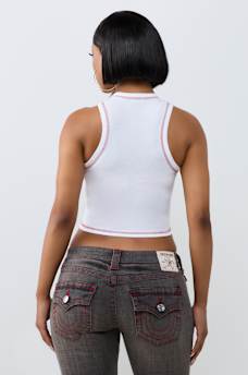 CAMISETA SIN MANGAS ACANALADA CON BUDDHA CL&Aacute;SICA
