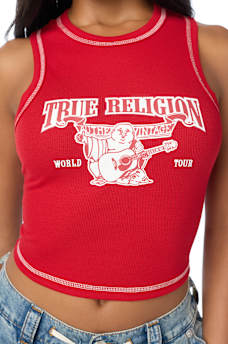 CAMISETA SIN MANGAS ACANALADA CON BUDDHA CL&Aacute;SICA