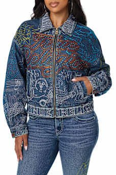 EMBROIDERED GIRLFRIEND DENIM JACKET