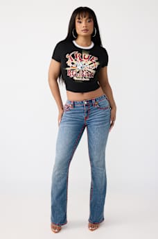 BECCA MID RISE SUPER T FLAP BOOTCUT JEAN, image 3