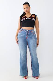 PLUS BECCA MID RISE SUPER T FLAP BOOTCUT JEAN