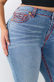 PLUS BECCA MID RISE SUPER T FLAP BOOTCUT JEAN