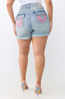 PLUS JENNIE MID RISE FLAP CURVY SHORT
