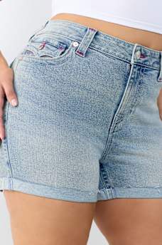PLUS JENNIE MID RISE FLAP CURVY SHORT