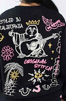 DOODLE ALLOVER PRINT BOYFRIEND PULLOVER 