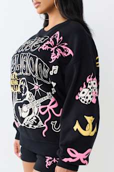 DOODLE ALLOVER PRINT BOYFRIEND PULLOVER 