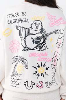 DOODLE ALLOVER PRINT BOYFRIEND PULLOVER 