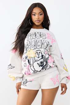DOODLE ALLOVER PRINT BOYFRIEND PULLOVER 