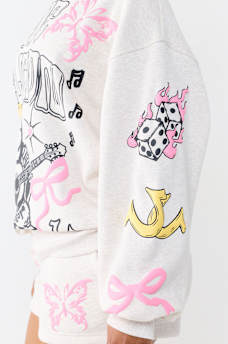 DOODLE ALLOVER PRINT BOYFRIEND PULLOVER 