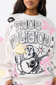 DOODLE ALLOVER PRINT BOYFRIEND PULLOVER 