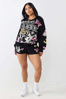 DOODLE MID RISE LOUNGE FLEECE SHORT
