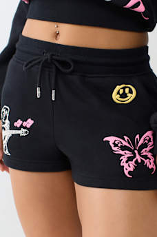 DOODLE MID RISE LOUNGE FLEECE SHORT