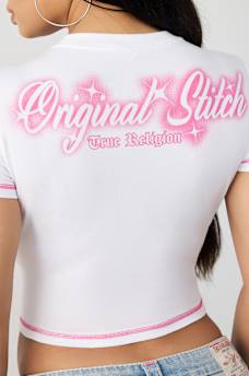 T-SHIRT COURT AVEC LOGO EN CRISTAUX, image 2