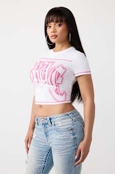T-SHIRT COURT AVEC LOGO EN CRISTAUX, image 4