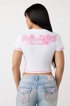 T-SHIRT COURT AVEC LOGO EN CRISTAUX, image 5