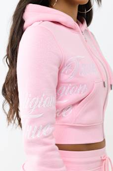 EMBROIDERED TIGER SHRUNKEN ZIP HOODIE