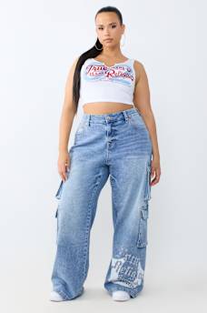 PLUS BOBBI MID RISE BAGGY CARGO JEAN