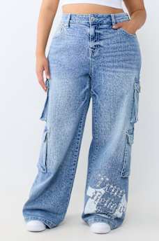 PLUS BOBBI MID RISE BAGGY CARGO JEAN