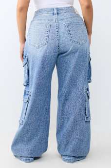 PLUS BOBBI MID RISE BAGGY CARGO JEAN