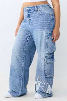 PLUS BOBBI MID RISE BAGGY CARGO JEAN