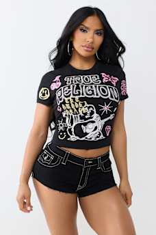 SKETCHED ALLOVER PRINT LOGO BABY TEE