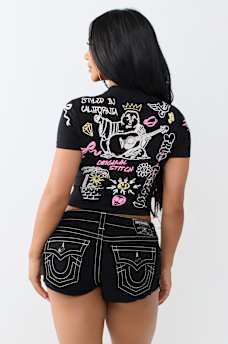 SKETCHED ALLOVER PRINT LOGO BABY TEE