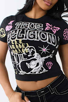 SKETCHED ALLOVER PRINT LOGO BABY TEE