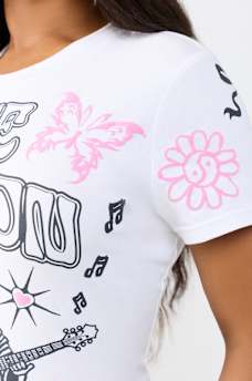 SKETCHED ALLOVER PRINT LOGO BABY TEE