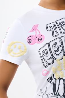 SKETCHED ALLOVER PRINT LOGO BABY TEE