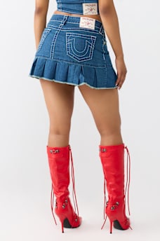 CHAIN BELT PLEATED MINI SKIRT
