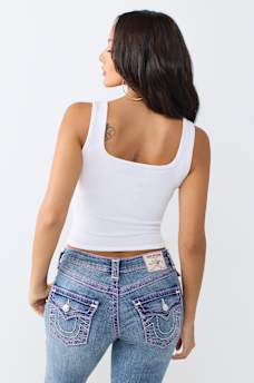 CAMISETA SIN MANGAS ACANALADA CONTRASTANTE