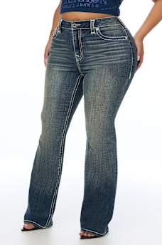 PLUS BILLIE MID RISE BUDDHA POCKET SUPER T STRAIGHT JEAN