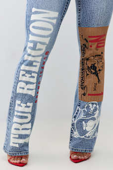 BECCA MID RISE PRINT FLAP BOOTCUT JEAN