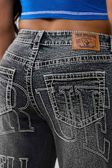 BOBBI MID RISE NO. 1 LOGO BIG T BAGGY JEAN