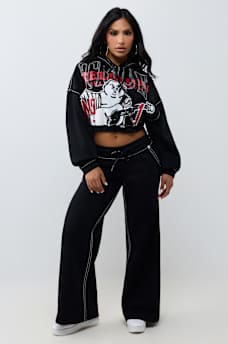 BECCA MID RISE BIG T CARGO BOOTCUT SWEATPANT