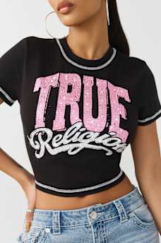 CRYSTAL LOGO CREWNECK BABY TEE, image 1