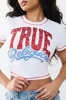 CRYSTAL LOGO CREWNECK BABY TEE, image 1