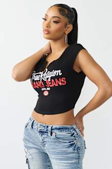 CRYSTAL LOGO NOTCHED RIBBED BABY TEE, image 4