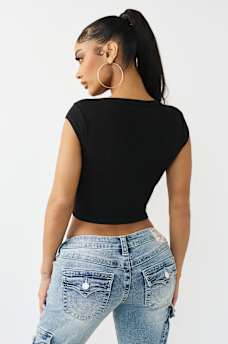 CRYSTAL LOGO NOTCHED RIBBED BABY TEE, image 5