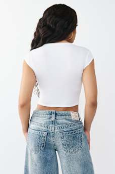 CRYSTAL LOGO NOTCHED RIBBED BABY TEE, image 6