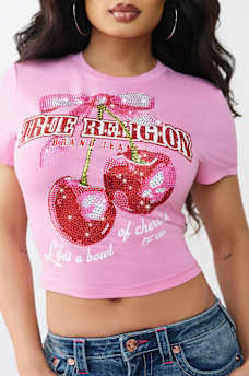 CAMISETA CORTA CON CEREZA, image 1