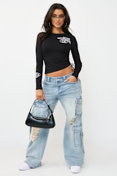 CAMISETA ACANALADA ASIM&Eacute;TRICA CON APLIQUE DE MEZCLILLA, image 3