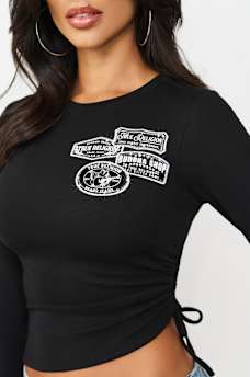 CAMISETA ACANALADA ASIM&Eacute;TRICA CON APLIQUE DE MEZCLILLA, image 1