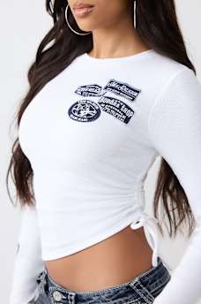 CAMISETA ACANALADA ASIM&Eacute;TRICA CON APLIQUE DE MEZCLILLA, image 2