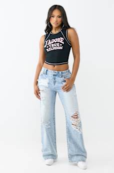 CRYSTAL J'ADORE RIBBED CREW TANK TOP, image 3